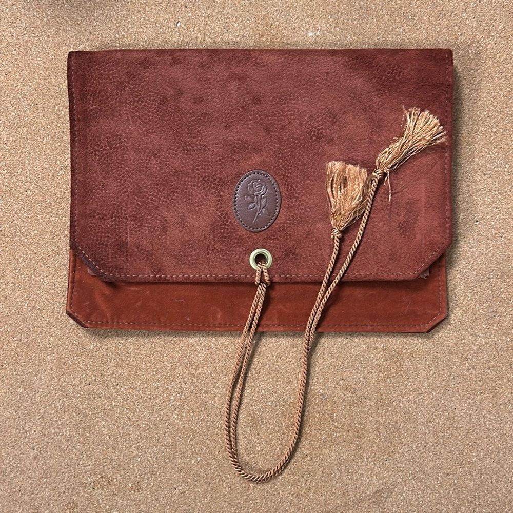 Vintage Lancôme Suede w velvet lining make up - jewelry bag